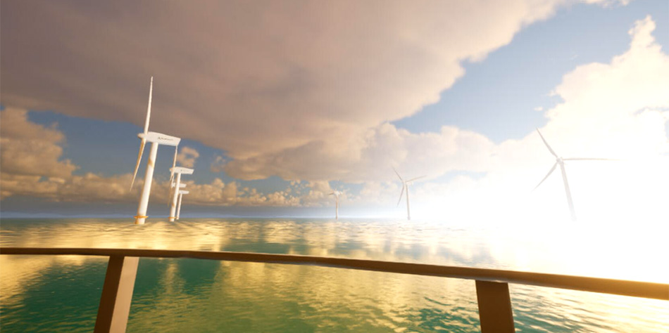 ゲームエンジンを活用して簡易VRで表現した洋上風力稼働後の景観イメージ